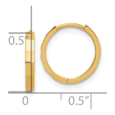 14K Yellow Gold 13mm Diamond-Cut Hoop Earrings – view 4