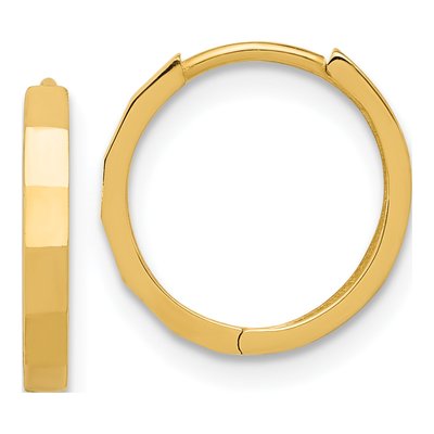 14K Yellow Gold 13mm Diamond-Cut Hoop Earrings