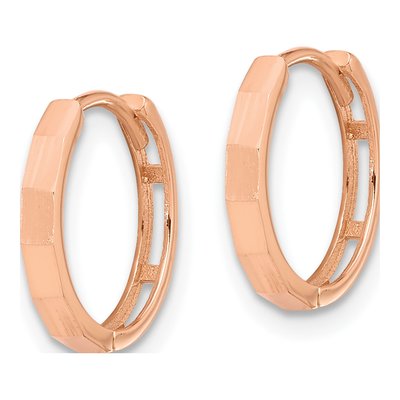 14K Rose Gold 13mm Diamond-Cut Hoop Earrings – view 2