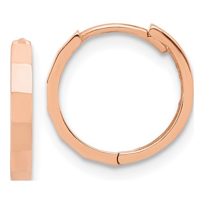 14K Rose Gold 13mm Diamond-Cut Hoop Earrings