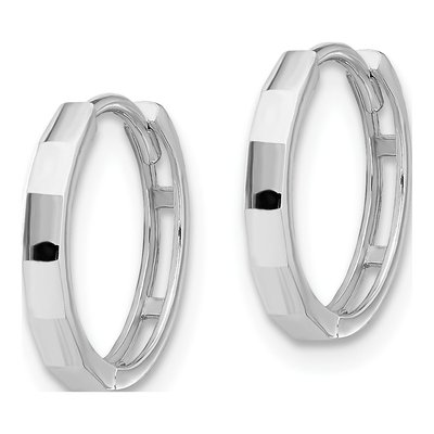 14K White Gold 13mm Diamond-Cut Hoop Earrings – view 2