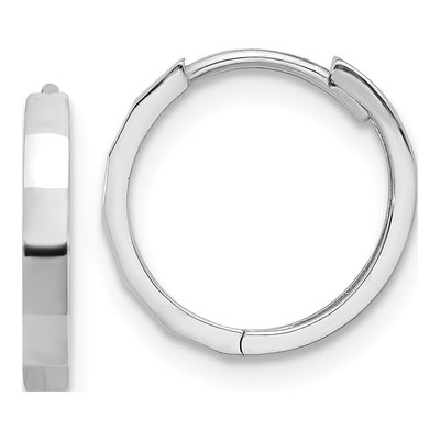 14K White Gold 13mm Diamond-Cut Hoop Earrings