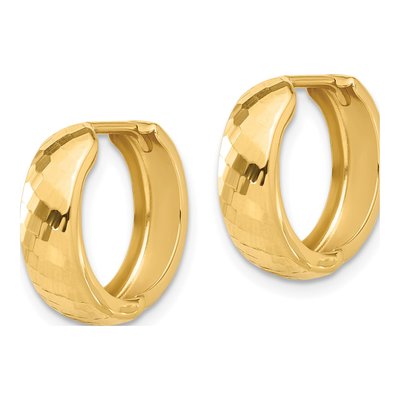 14K Yellow Gold 15mm Diamond-Cut Hoop Earrings – view 2