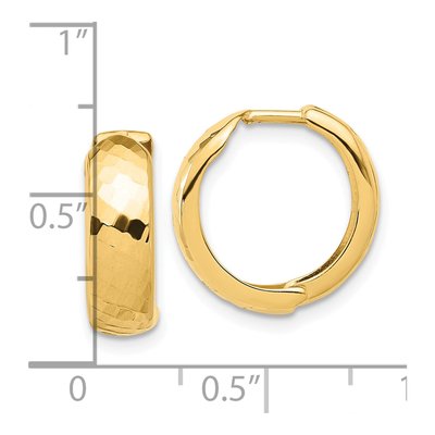 14K Yellow Gold 15mm Diamond-Cut Hoop Earrings – view 4