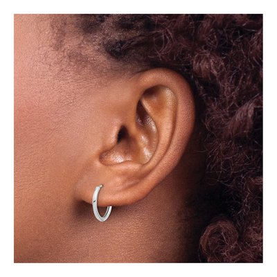 14K White Gold 14mm Hoop Earrings – view 3
