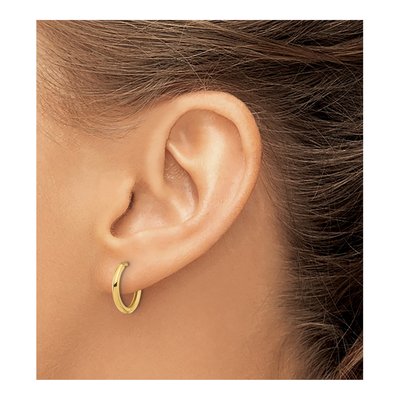 14K Yellow Gold 14mm Hoop Earrings – view 3