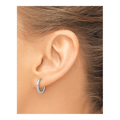 14K White Gold 14mm Hoop Earrings – view 3