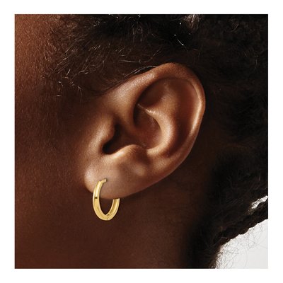 14K Yellow Gold 15mm Hoop Earrings – view 3