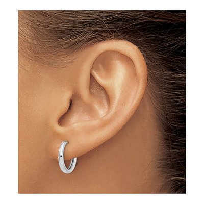 14K White Gold 15mm Hoop Earrings – view 3