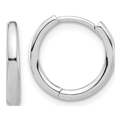 14K White Gold 15mm Hoop Earrings