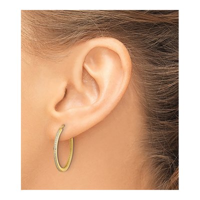 14K Yellow Gold 25mm CZ Large Hoop Earrings – view 3