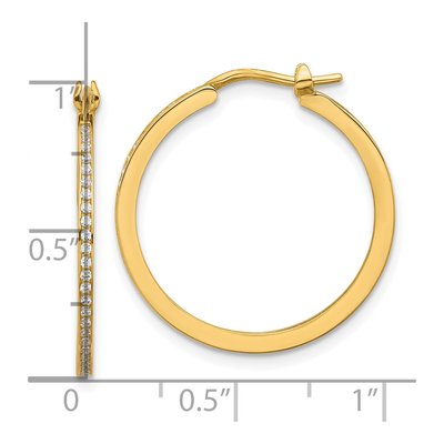 14K Yellow Gold 25mm CZ Large Hoop Earrings – view 4