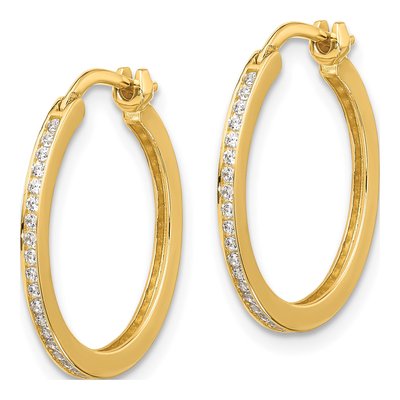14K Yellow Gold 20mm CZ Small Hoop Earrings – view 2