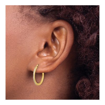 14K Yellow Gold 20mm CZ Small Hoop Earrings – view 3