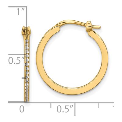 14K Yellow Gold 20mm CZ Small Hoop Earrings – view 4