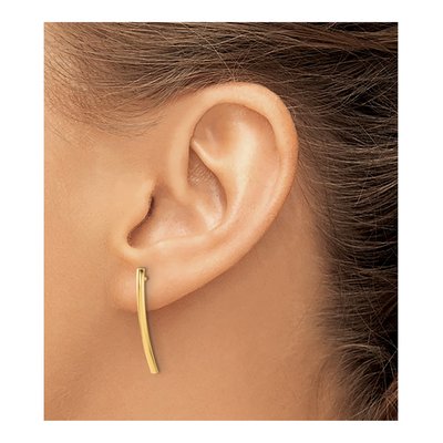 14K Yellow Gold Bar Dangle Earrings – view 3