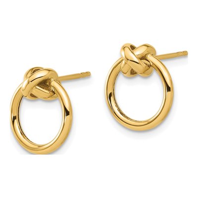 14K Yellow Gold Circle Dangle Earrings – view 2