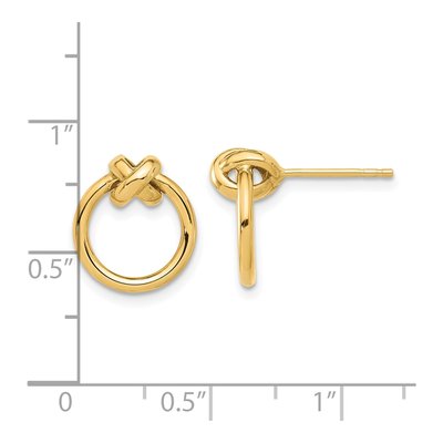 14K Yellow Gold Circle Dangle Earrings – view 4