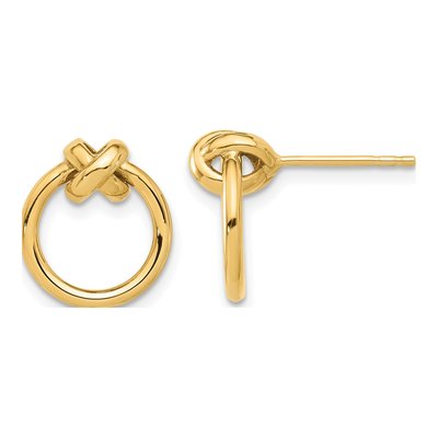 14K Yellow Gold Circle Dangle Earrings
