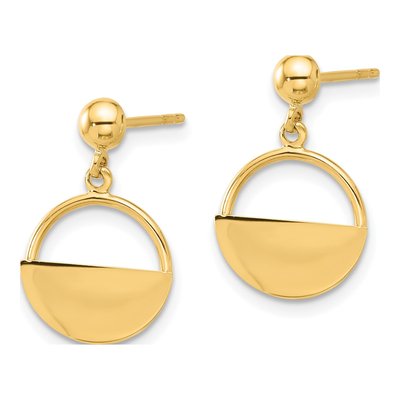 14K Yellow Gold Circle Dangle Earrings – view 2