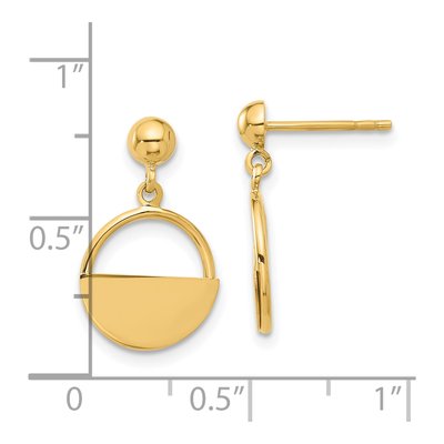 14K Yellow Gold Circle Dangle Earrings – view 4