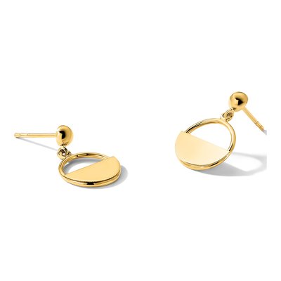 14K Yellow Gold Circle Dangle Earrings – view 5