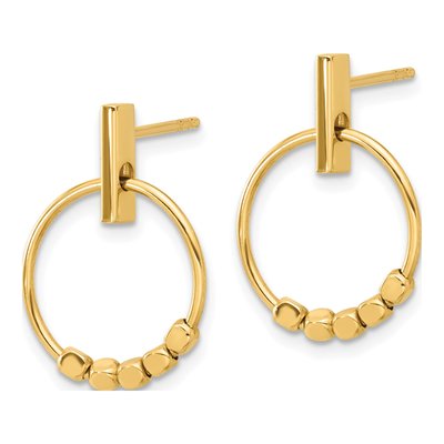 14K Yellow Gold Circle Dangle Earrings – view 2