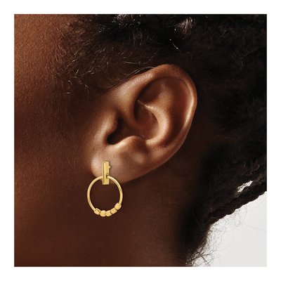 14K Yellow Gold Circle Dangle Earrings – view 3