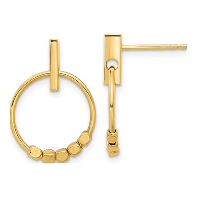14K Yellow Gold Circle Dangle Earrings