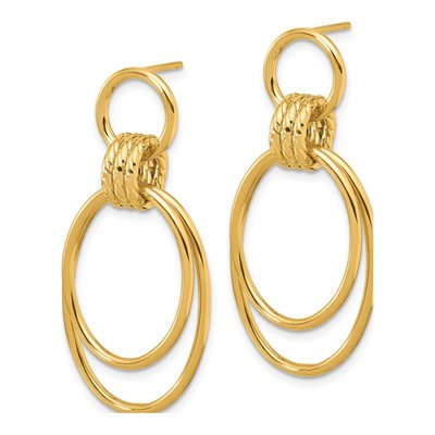 14K Yellow Gold Oval Dangle Earrings – view 2