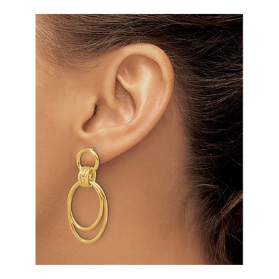 14K Yellow Gold Oval Dangle Earrings – view 3