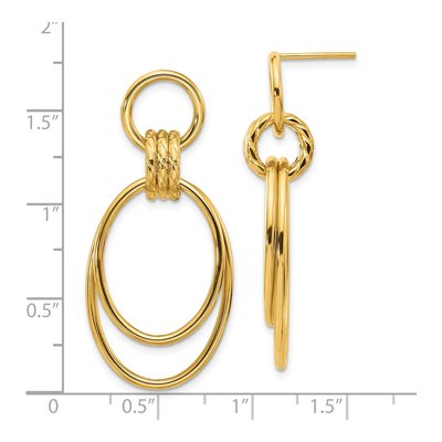 14K Yellow Gold Oval Dangle Earrings – view 4