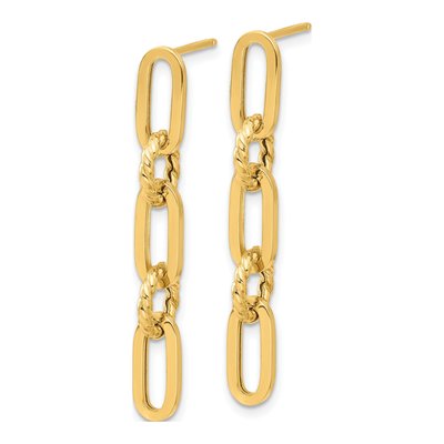 14K Yellow Gold Link Dangle Earrings – view 2