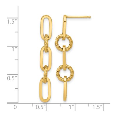 14K Yellow Gold Link Dangle Earrings – view 4