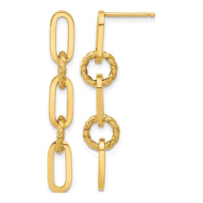 14K Yellow Gold Link Dangle Earrings