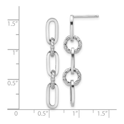14K White Gold Textured Link Dangle Earrings – view 4