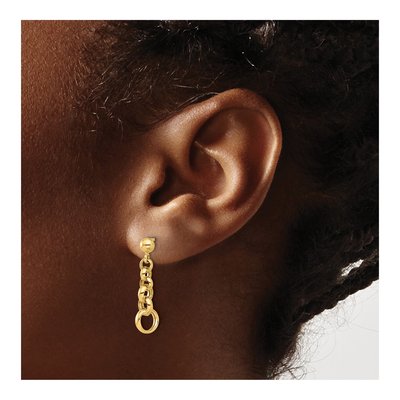 14K Yellow Gold Rolo Link Dangle Earrings – view 3