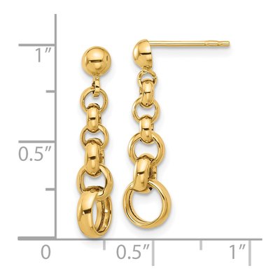 14K Yellow Gold Rolo Link Dangle Earrings – view 4