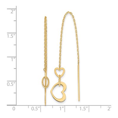 14K Yellow Gold Heart Threader Earrings – view 4