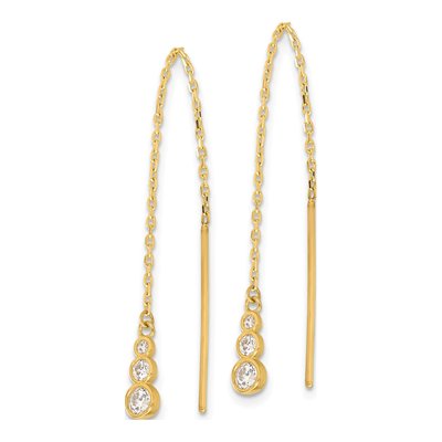 14K Yellow Gold CZ Threader Earrings – view 2