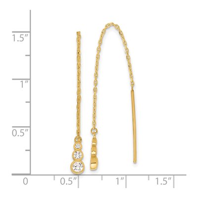 14K Yellow Gold CZ Threader Earrings – view 4