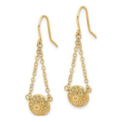 14K Yellow Gold Filigree Dangle Earrings – view 2