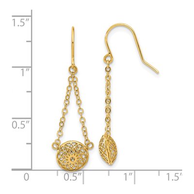 14K Yellow Gold Filigree Dangle Earrings – view 4