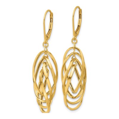 14K Yellow Gold Twisted Oval Leverback Earrings – view 2