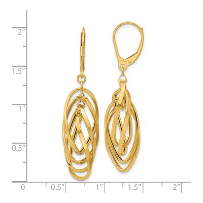 14K Yellow Gold Twisted Oval Leverback Earrings – view 4