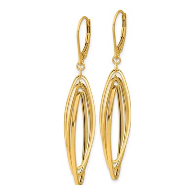 14K Yellow Gold Twisted Oval Leverback Earrings – view 2