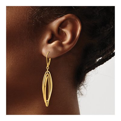 14K Yellow Gold Twisted Oval Leverback Earrings – view 3