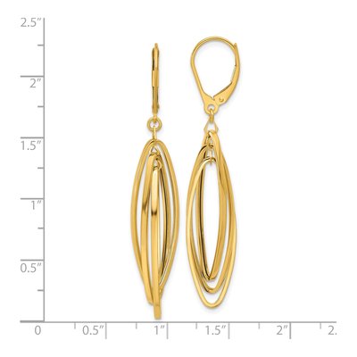 14K Yellow Gold Twisted Oval Leverback Earrings – view 4