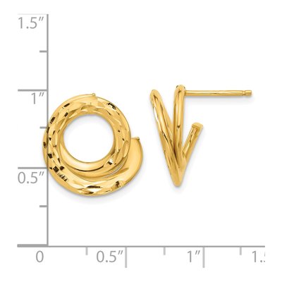 14K Yellow Gold Diamond-Cut Circle Stud Earrings – view 4
