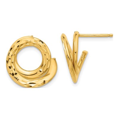 14K Yellow Gold Diamond-Cut Circle Stud Earrings